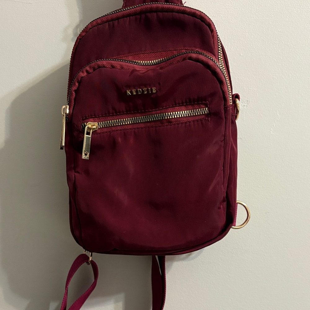 Keds Burgundy Backpack with Gold Accents